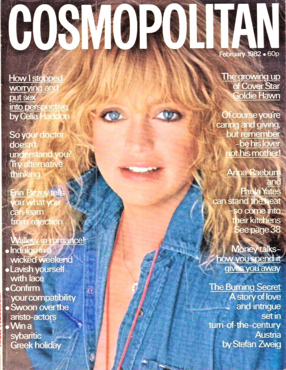 VTG COSMOPOLITAN UK 1982 GOLDIE HAWN JANICE DICKINSON FASHION