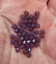 24pc Swarovski Crystal Cyclamen Opal 4mm Bicone 5328 Beads; Rare 