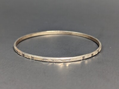 Rii 925 Sterling Silver Etched Bangle Bracelet