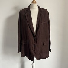 Zara Studio Linen Blazer Size Medium Large Brown Capsule Relaxed Fit New Rrp £99