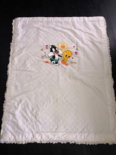 Looney Tunes VTG Sylvester Tweety Bird Toddler Bed Comforter Blanket Vintage