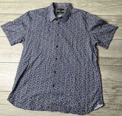 Marks And Spencer Mens Floral Pure Cotton Short Sleeve Shirt Size XL