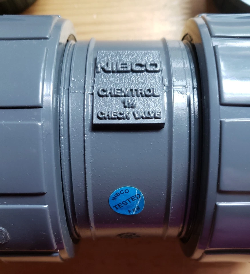 Nibco Chemtrol 1 1/2 PVC FKM Check Valve, SOC/THD TU, MA801UC Fig# U45BCV - Image 2 of 4