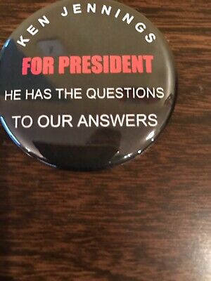 Details about   Ken Jennings For Jeopardy Host Pinback Button Advertising Tv