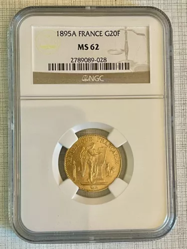 France 1895A 20 Francs Gold NGC MS62 Sku# 4337