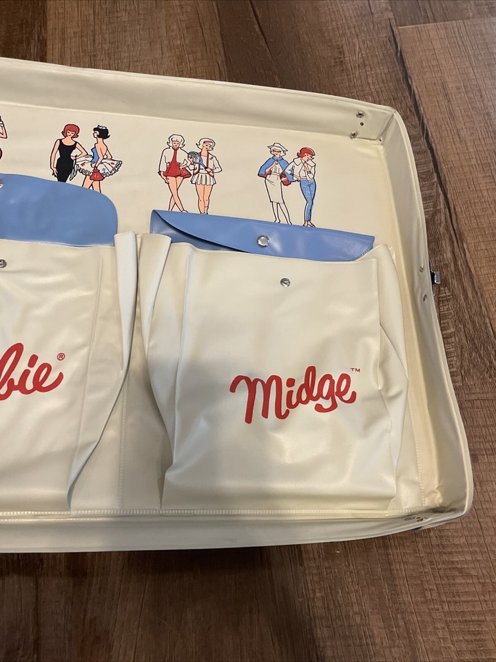 Blue Barbie and Midge Doll Case 1963 Clothes Wardrobe Trunk Case Blue