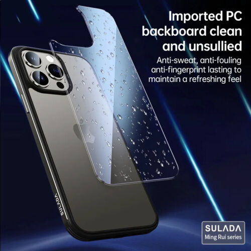 Étui original cadre métallique Sulada pour iPhone 15 Pro Max armure transparente housse arrière PC - Photo 1/29