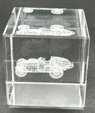 3D Laser Etched Old Indy Racecar Square Glass Paperweight 1.5"
