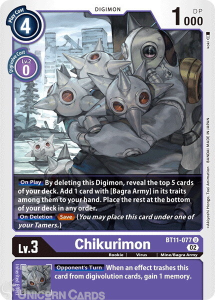 BT11-077 Chikurimon :: Uncommon :: BT11: Dimensional Phase :: Mint Digimon Card