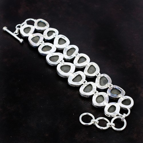 Pyrite Gemstone Bracelet Handmade Bracelet 925 Sterling Silver Bracelet 7-8" - Picture 3 of 3