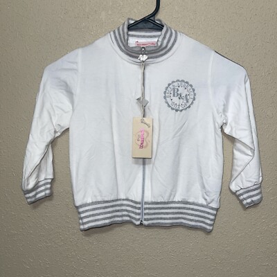 Baci & Abbracci Girl's WHITE Long Sleeve Zip-Front Jacket 36 MONTHS NEW