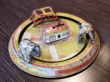 1932 Louis Marx Honeymoon Express Train Station Tin Lithographed Mechanical Toy
