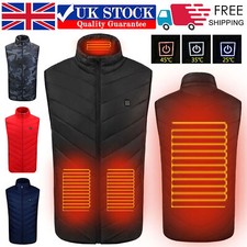 UK Electric Heated Vest With Battery Winter Gilet Body Warmer Mens Thermal Coats