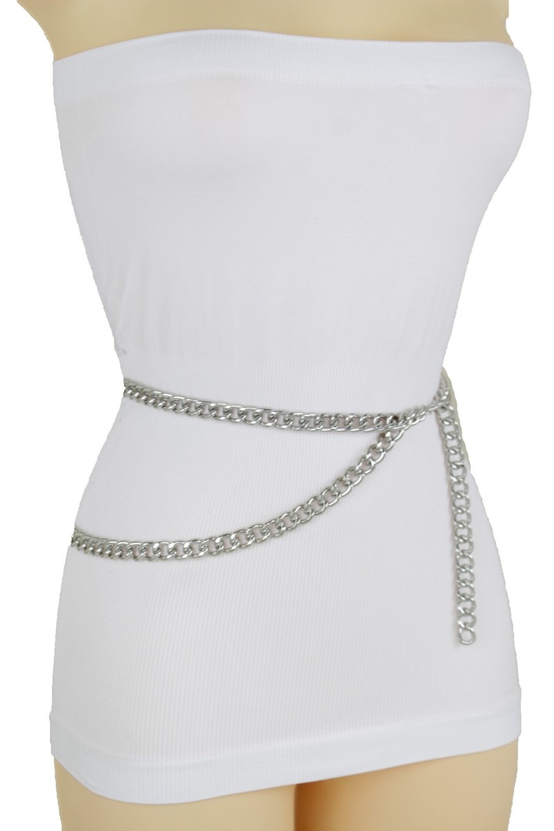 Women Silver Metal Chain Links Hip High Waist Fashion Side  display picture 2
