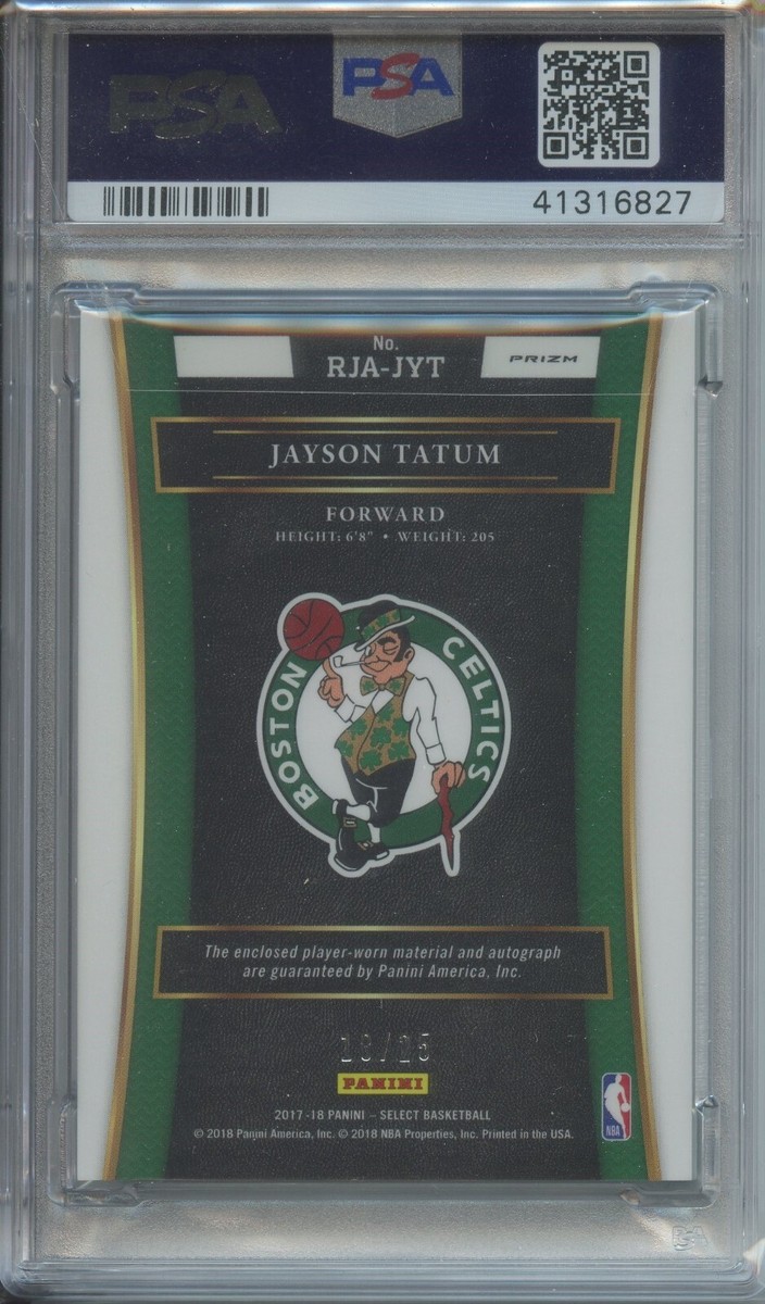 2017-18 Panini Select Jayson Tatum RC Patch Auto /25 PSA 10