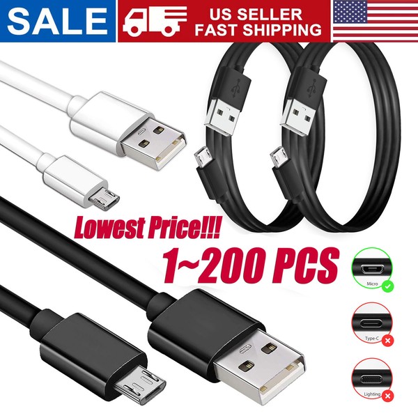 3/6ft Micro USB Fast Charging Cable Cord For Samsung Android Phone Charger LOT