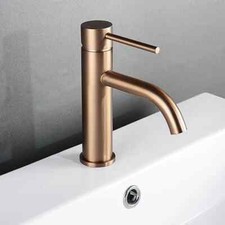 Brushed Rose Gold Bathroom Sink Faucets Deck Mounted Single Hole Single Handle