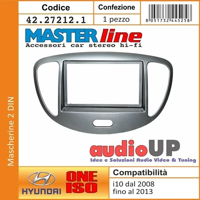 Cadre D'Autoradio 2 din Hyundai I10 2008>2014 Adaptateur Deux din Couleur Argent - Photo 1/3