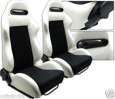 New 2 X White Black Racing Seats Reclinable Fit For Dodge