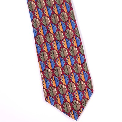 Cravate En Soie 100% Jos. A. Bank - Rouge à Motifs - Longueur Régulière - Occasion