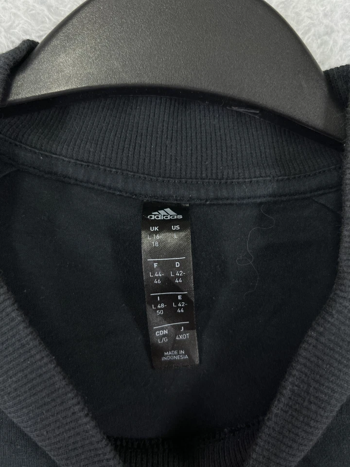 Camisa Adidas Para Hombre Grande Negra Manga Corta Lados Abiertos Mangas con Puños Algodón Foto 3 de 4