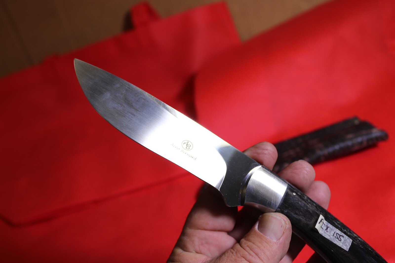 ARNO BERNARD CUSTOM FIXED BLADE KNIFE NICE HANDLE W/ SHEATH *VERY NICE