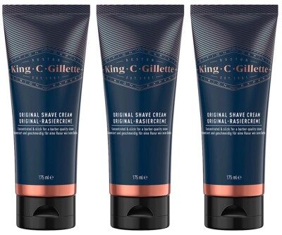 King C. Gillette Rasiercreme Rasiergel Bartpflege mit Sandelholz Duft 3x 175ml 