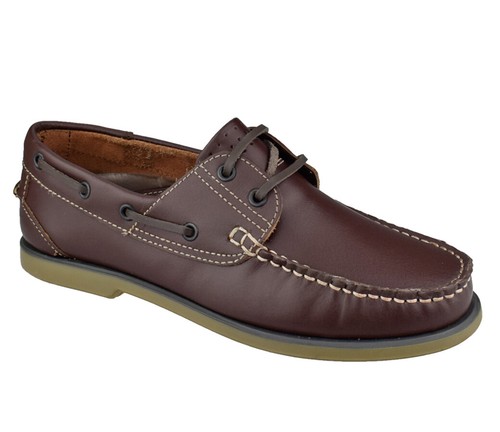 Mens Leather Boat Deck Moccasin Casual Lace Up Walking Driving Loafer Shoes Size - Picture 3 of 17