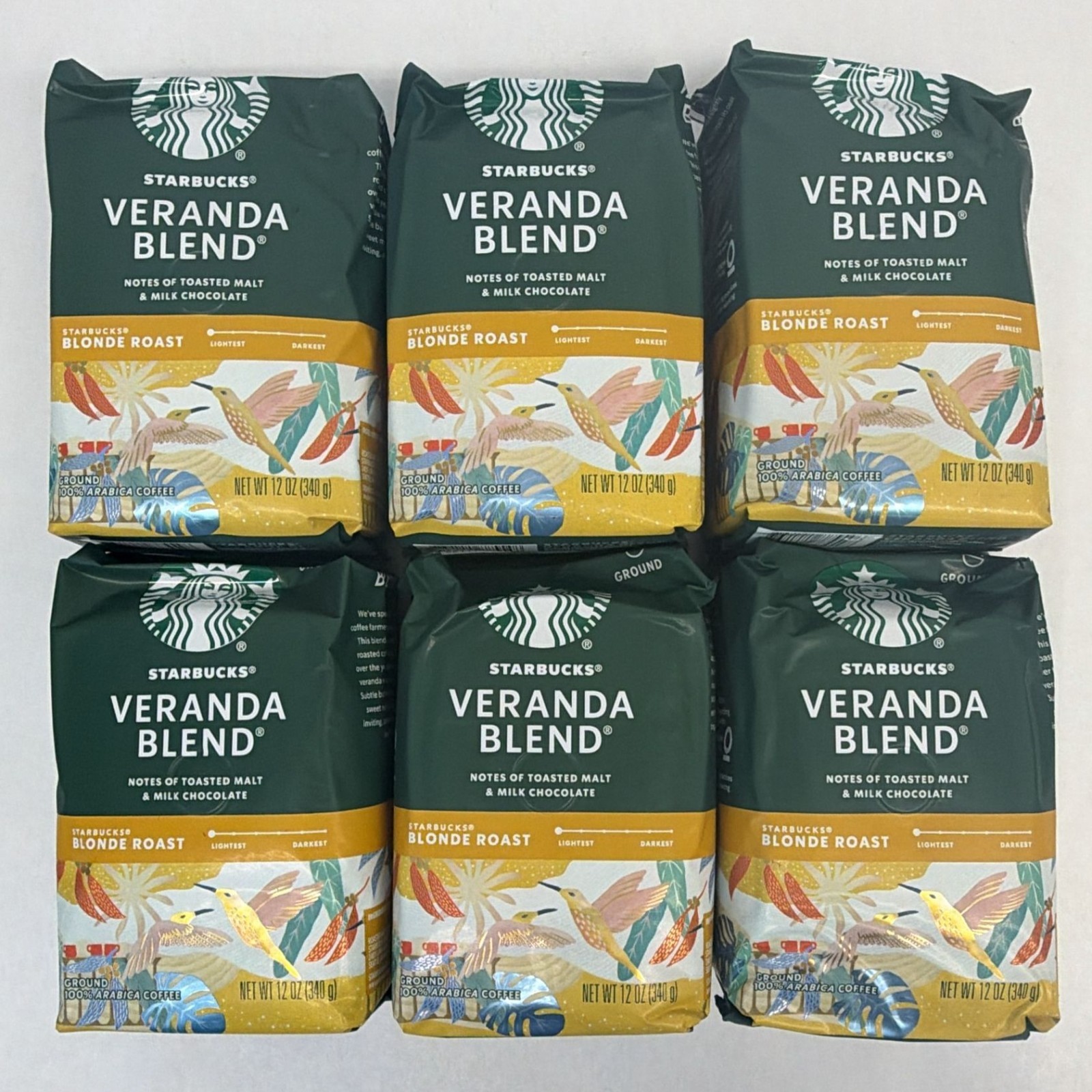 Starbucks Veranda Blend Blonde Roast Ground Coffee 12oz 6 Bags Old Stock
