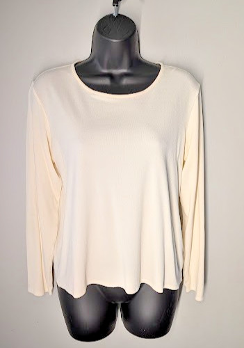 Eileen Fisher, Eileen Fisher Cream 100% Silk Stretch Blouse M Relaxed Capsule Minimalist *READ