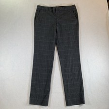 Banana Republic Ryan Fit Dress Pants Women 6 Gray Plaid Stretch