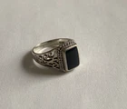 VINTAGE CHAPAL ZENRAY Black Onyx 925 Sterling Silver Filigree Ring *SZ 8* JR23