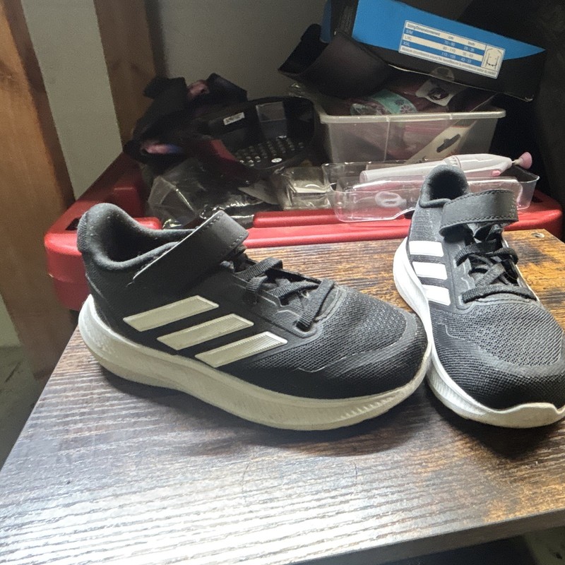 adidas Unisex Kids US 10 Black/White Mesh Hook & Loop Low Top Sneakers