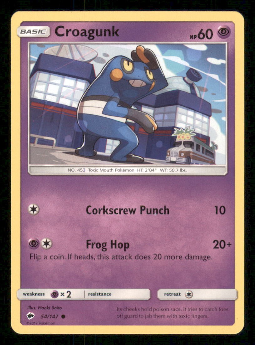 Croagunk 54/147 Common Burning Shadows Pokemon Lightly Played
