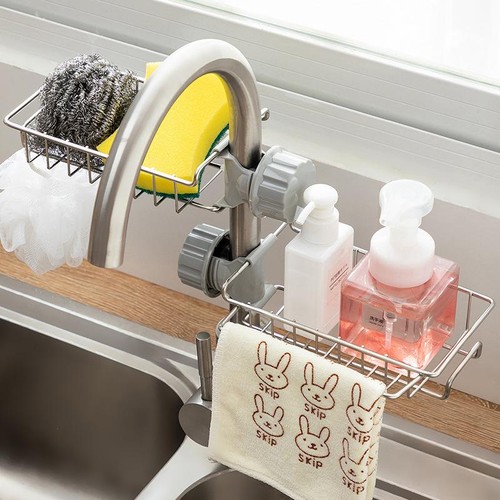 NEW Sink Faucet Hanging Drain Rack Kitchen Bathroom Storage Shelf Organizer - Picture 20 of 26