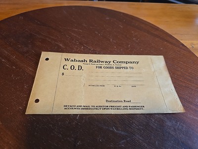 Vintage 1936 Wabash Railway Co C.O.D. Nachnahme Versand Rechnung Umschlag
