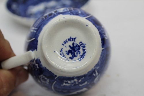 Flow Blue " Teetrinker " Maestricht Holland Tasse & Untertasse - Bild 3 von 7