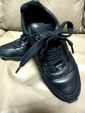 CHANEL Sneakers Silver Coco Mark Black Womens...
