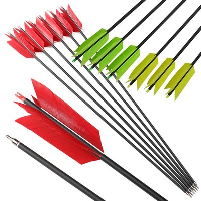 6/12 X Archery Carbon Arrow 4pcs Turkey Feather SP500 Outdoor Shooting Practice
