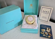 TIFFANY & CO Halcyon Days Enamels Trinket Box For a Good Girl Blue Birds Signed