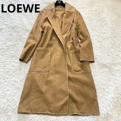 [Good condition] Loewe long coat, cashmere blend, lamb leather, camel, large #1