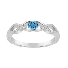 0.25 Ct Round Swiss Blue Topaz 925 Sterling Silver Solitaire Split Shank Ring
