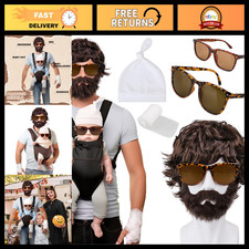 Men's Brown Wig Fake Beard Set - Halloween Costume Accessories, Cosplay Hat