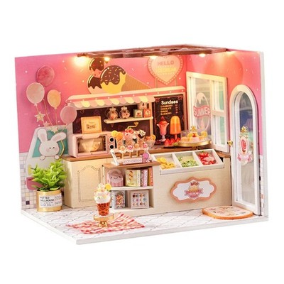Deerace DIY Holz Puppenhaus Miniatur Haus DIY KIT SET, Handarbeit Mini Holz H
