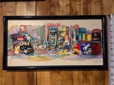 NYC Colorful Canvas Art by Anita Mixed Medium Broadway Design Wall Art 17 X 9