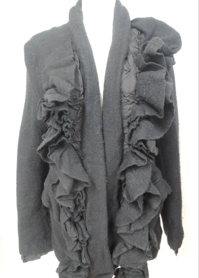 USED COMME RUFFLED COLLAR WOOL OUTER JACKET GOOD - image 3