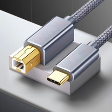 USB 2.0 Printer Cable Type C to B Braided High Speed for Epson Canon Brother