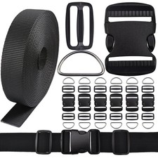 6 Yards Nylon Webbing Strap 6 Pcs Quick Side Release Plastic Buckle 12pcs Tri...