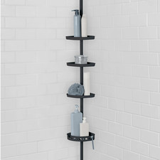 4-Tier Tension Pole Black Shower Caddy Organizer
