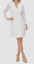 Vince Camuto Women's Ivory Collared Lace Blazer Dress Petite Size 4P